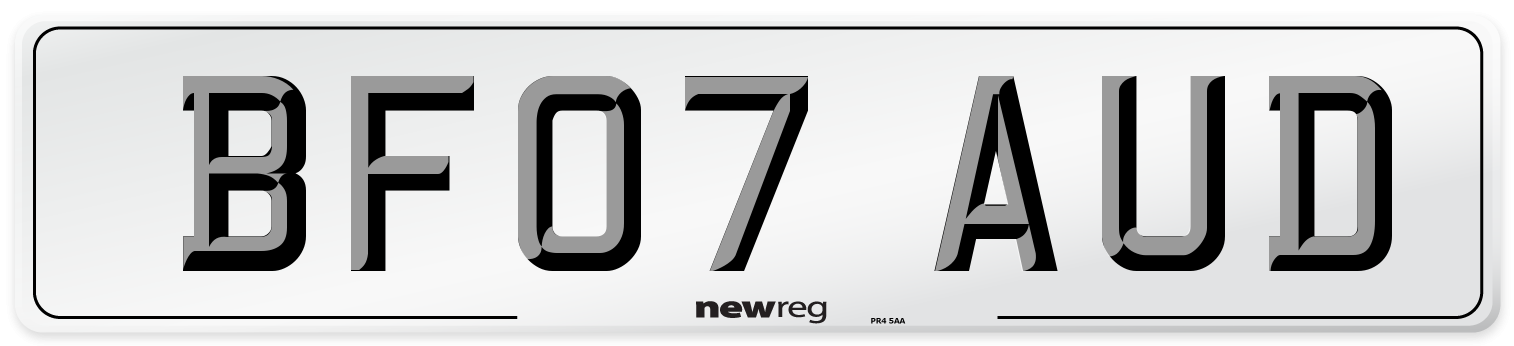 BF07 AUD Number Plate from New Reg